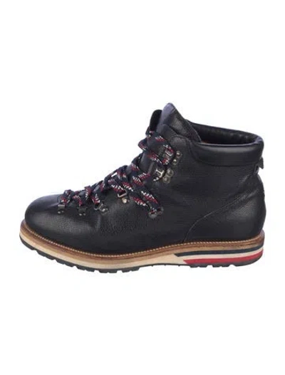 Pre-owned Moncler Leather Hiking Boots In Blue