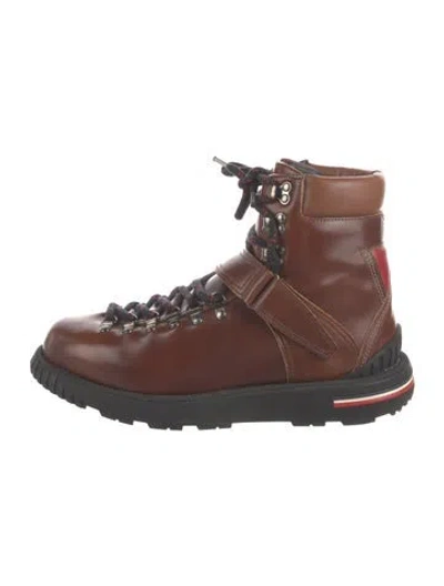 Pre-owned Moncler Leather Hiking Boots In Brown