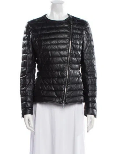 Pre-owned Moncler Leather Jacket In Black