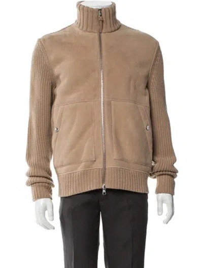 Pre-owned Moncler Leather Jacket In Neutral