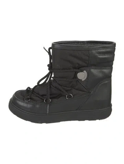 Pre-owned Moncler Leather Lace-up Boots In Black