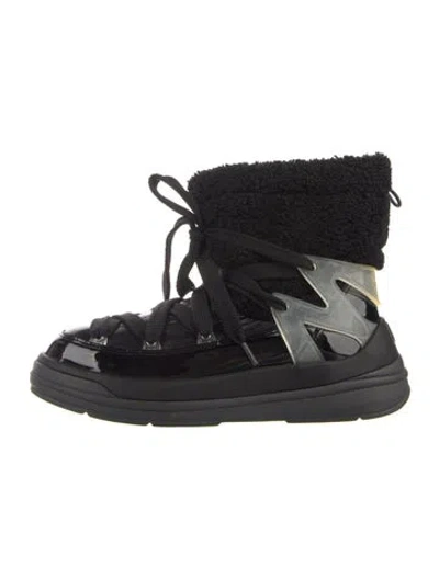 Pre-owned Moncler Leather Lace-up Boots In Black