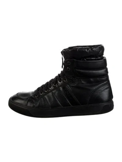 Pre-owned Moncler Leather Lace-up Boots In Black