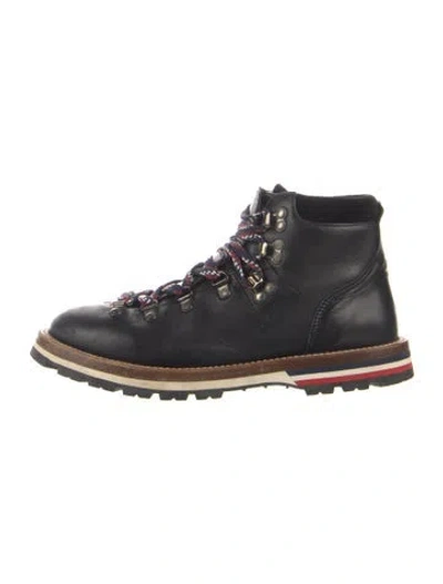 Pre-owned Moncler Leather Lace-up Boots In Black