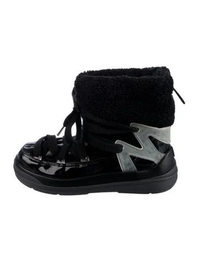 Pre-owned Moncler Leather Lace-up Boots In Black
