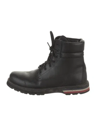 Pre-owned Moncler Leather Lace-up Boots In Black