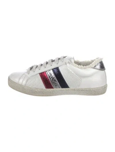Pre-owned Moncler Leather Lasercut Accents Sneakers In White