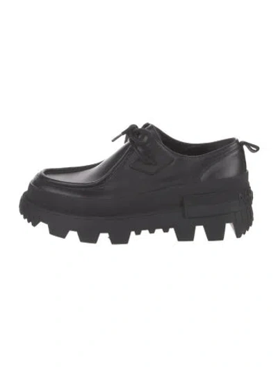 Pre-owned Moncler Leather Loafer Sneakers In Black