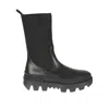 Moncler Leather Logo Boots In Black