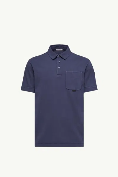 Moncler Leather Logo Cotton Piquet Polo Shirt In Metallic