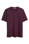 Moncler Leather Logo Patch Cotton T-shirt In Purple