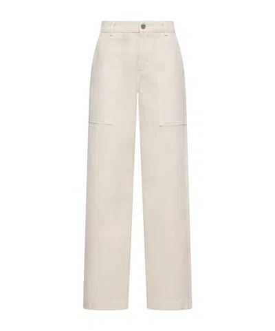 Moncler Leather Logo Tousers In White