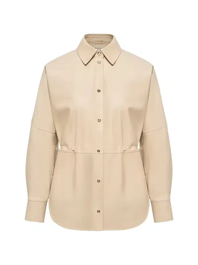 Moncler Leather Long-sleeve Shirt In Neutral