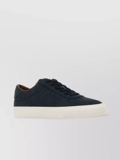 Moncler Leather Low-top Sneakers With Round Toe In Black