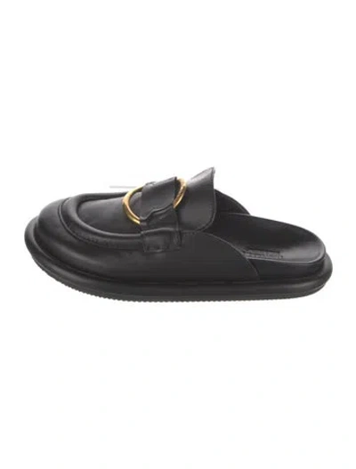 Pre-owned Moncler Leather Mules In Black