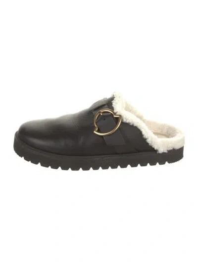 Pre-owned Moncler Leather Mules In Black