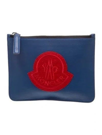 Pre-owned Moncler Leather Portfolio W/ Tags In Blue