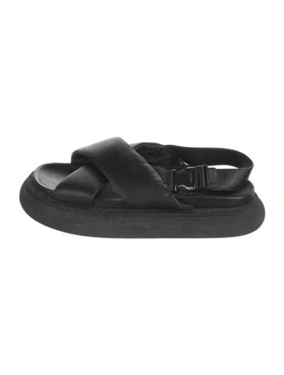 Pre-owned Moncler Leather Sandals In Black