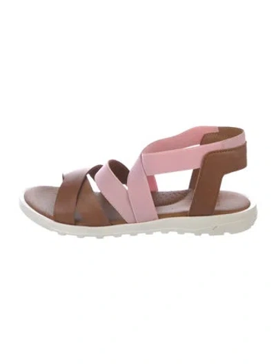 Pre-owned Moncler Leather Sandals In Brown/pink