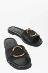 Moncler Leather Bell Slides For In Black