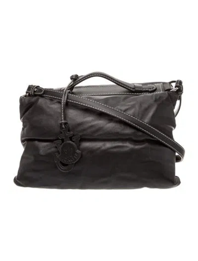 Pre-owned Moncler Leather Shoulder Bag W/ Tags In Black
