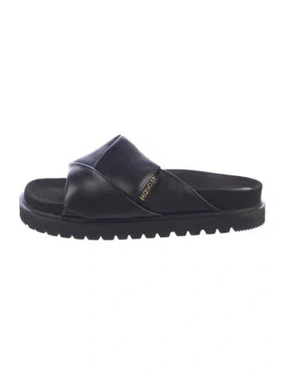 Pre-owned Moncler Leather Slides In Blue