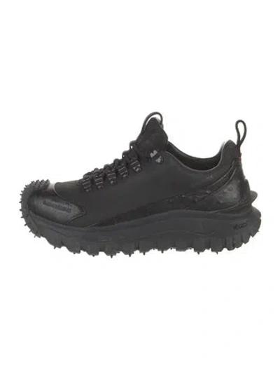 Pre-owned Moncler Leather Sneakers In Black