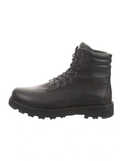 Pre-owned Moncler Leather Sneakers In Black