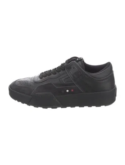 Pre-owned Moncler Leather Sneakers In Black