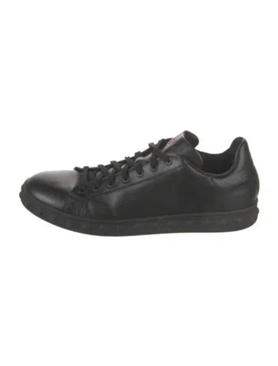 Pre-owned Moncler Leather Sneakers In Black