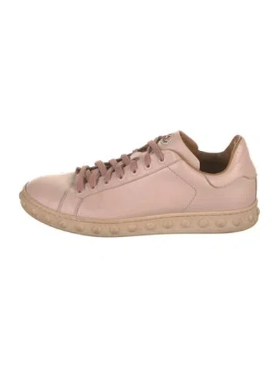 Pre-owned Moncler Leather Sneakers In Pink