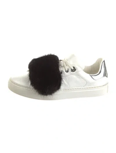Pre-owned Moncler Leather Sneakers In White