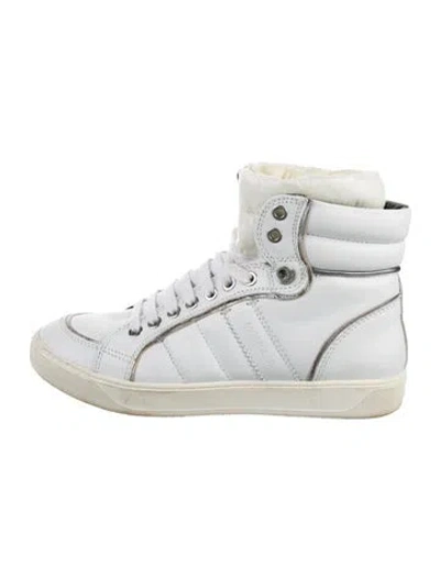 Pre-owned Moncler Leather Sneakers In White