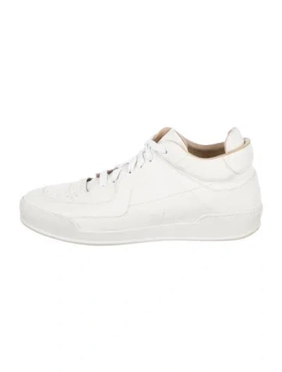 Pre-owned Moncler Leather Sneakers In White