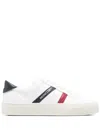 Moncler Leather Sneakers With Side Lettering And Contrasting Heel Logo In White