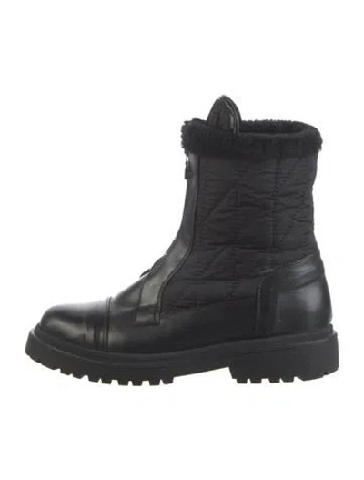 Pre-owned Moncler Leather Snow Boots In Black