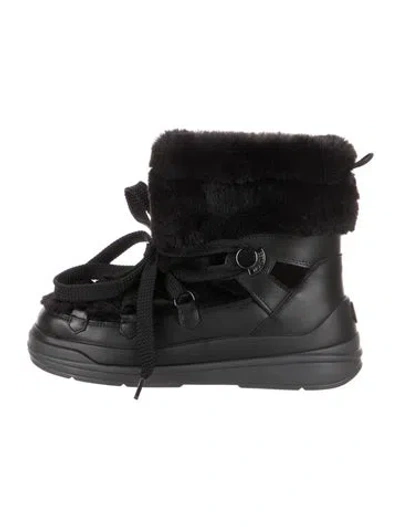 Pre-owned Moncler Leather Snow Boots In Black