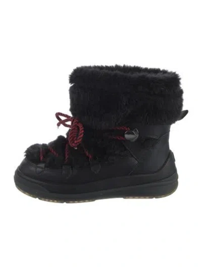 Pre-owned Moncler Leather Snow Boots In Black
