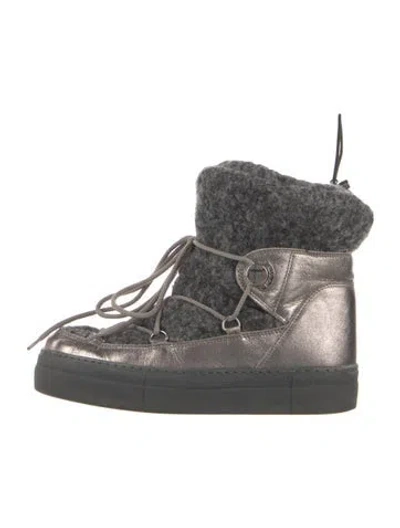 Pre-owned Moncler Leather Snow Boots In Grey/metallic