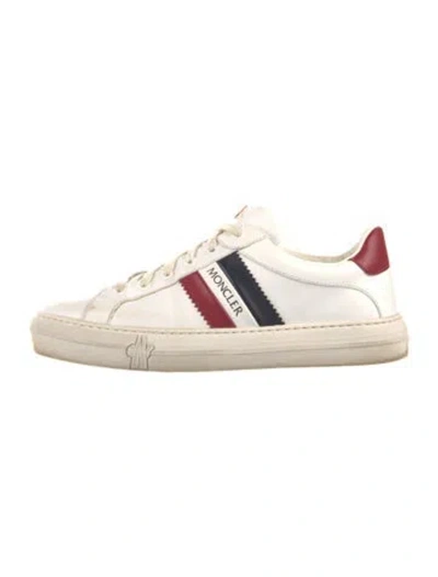 Pre-owned Moncler Leather Striped Sneakers In Neutral