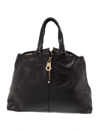 Pre-owned Moncler Leather Top Handle Bag In Black