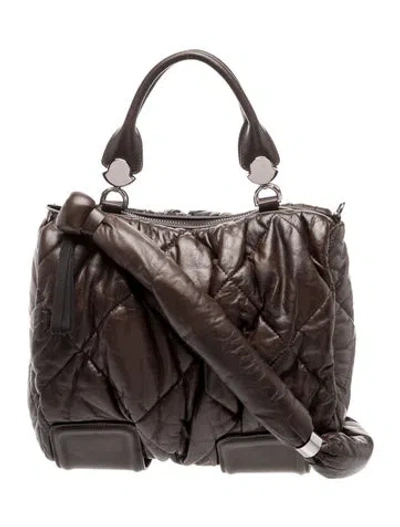 Pre-owned Moncler Leather Top Handle Bag In Brown