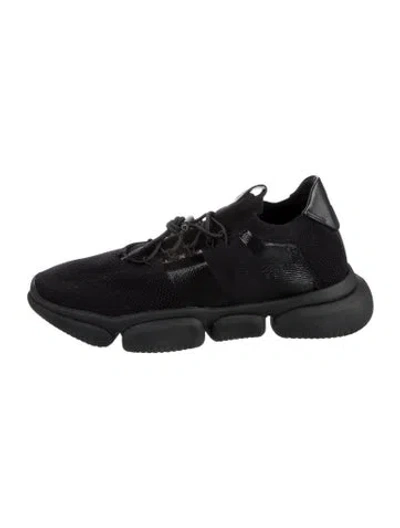 Pre-owned Moncler Leather Trim Embellishment Sneakers In Black