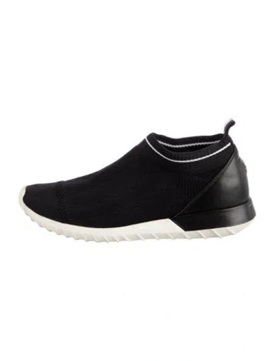 Pre-owned Moncler Leather Trim Embellishment Sock Sneakers In Black