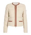 Moncler Serinde Leather-trimmed Quilted Wool-blend Bouclé Down Jacket In Brown