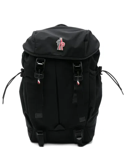 Moncler Leather-trimmed Backpack In Purple