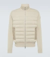 MONCLER LEATHER-TRIMMED COTTON CARDIGAN