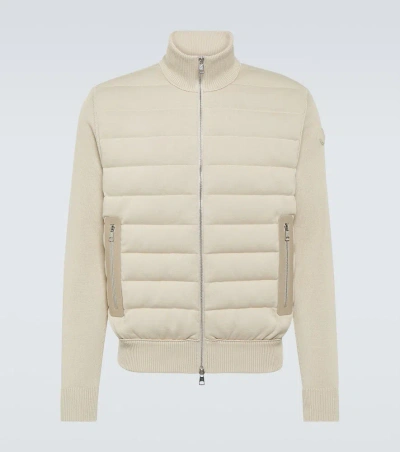 Moncler Cotton Quilted Zip Cardigan Sweater In White