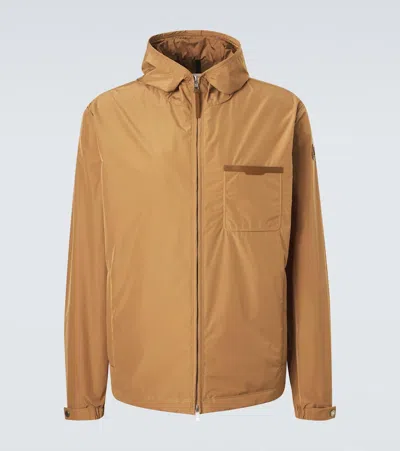 Moncler Leather-trimmed Jacket In Brown