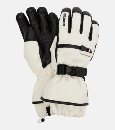 Moncler Leather-trimmed Ski Gloves In White